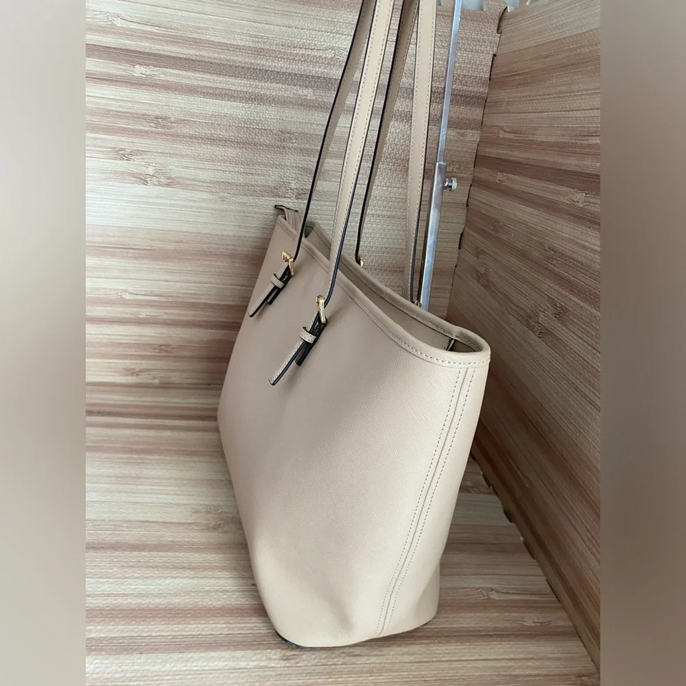 MICHAEL KORS JET SET TRAVEL MULTIFUNCTION LEATHER SHOULDER TOTE BAG CAMEL - Picture 6 of 13